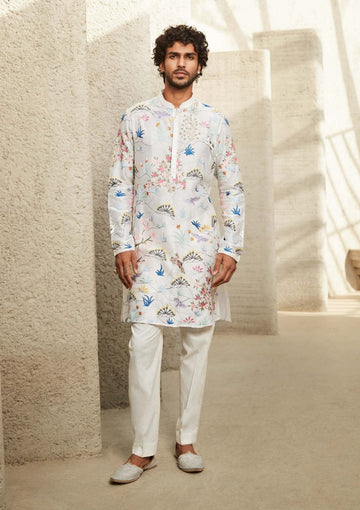 Ivory Pure Chanderi  Printed kurta set