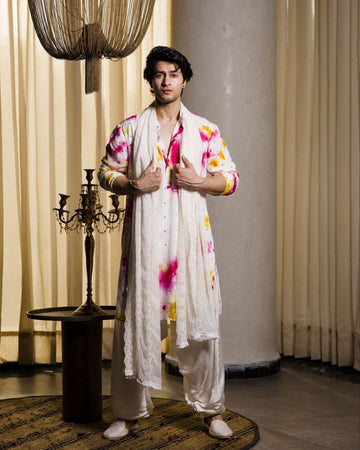 CELEBRITY MULTI COLOURED MIRROR WORK PRINTED KURTA AND PAJAMA