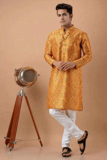 YELLOW HALDI SEPICEL MENS KURTA ONLY