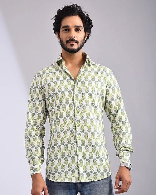 MINT GREEN FLORE PINTED SHIRT