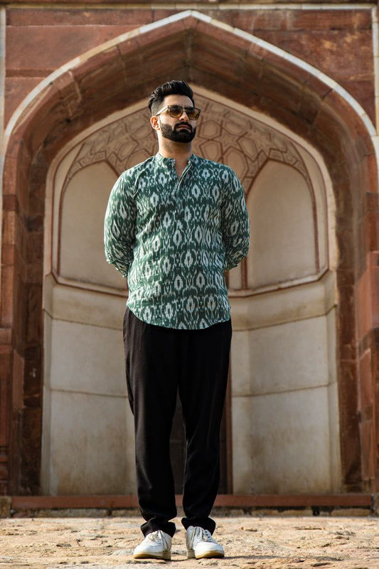 PINE GREEN MEN'S KURTA SHIRT