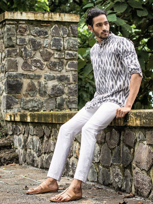 AZTEC GREY MEN'S KURTA SHIRT