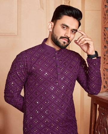 WINE MIRROR MEN'S DESIGENER KURTA