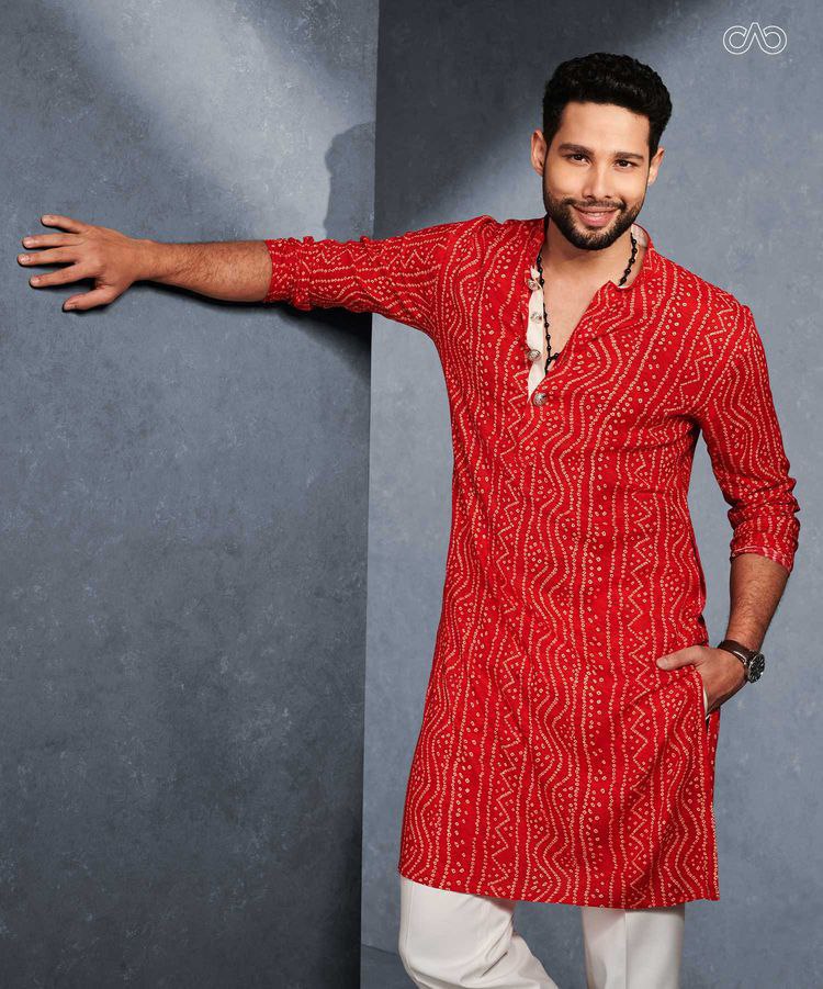 RED BADHANI PRINTED MEN'S PURE COTTON KUTA ONLY